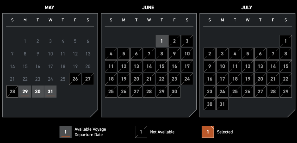 Galactic Starcruiser Sold Out June July calendar