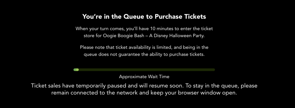Oogie Boogie Bash ticket sales paused