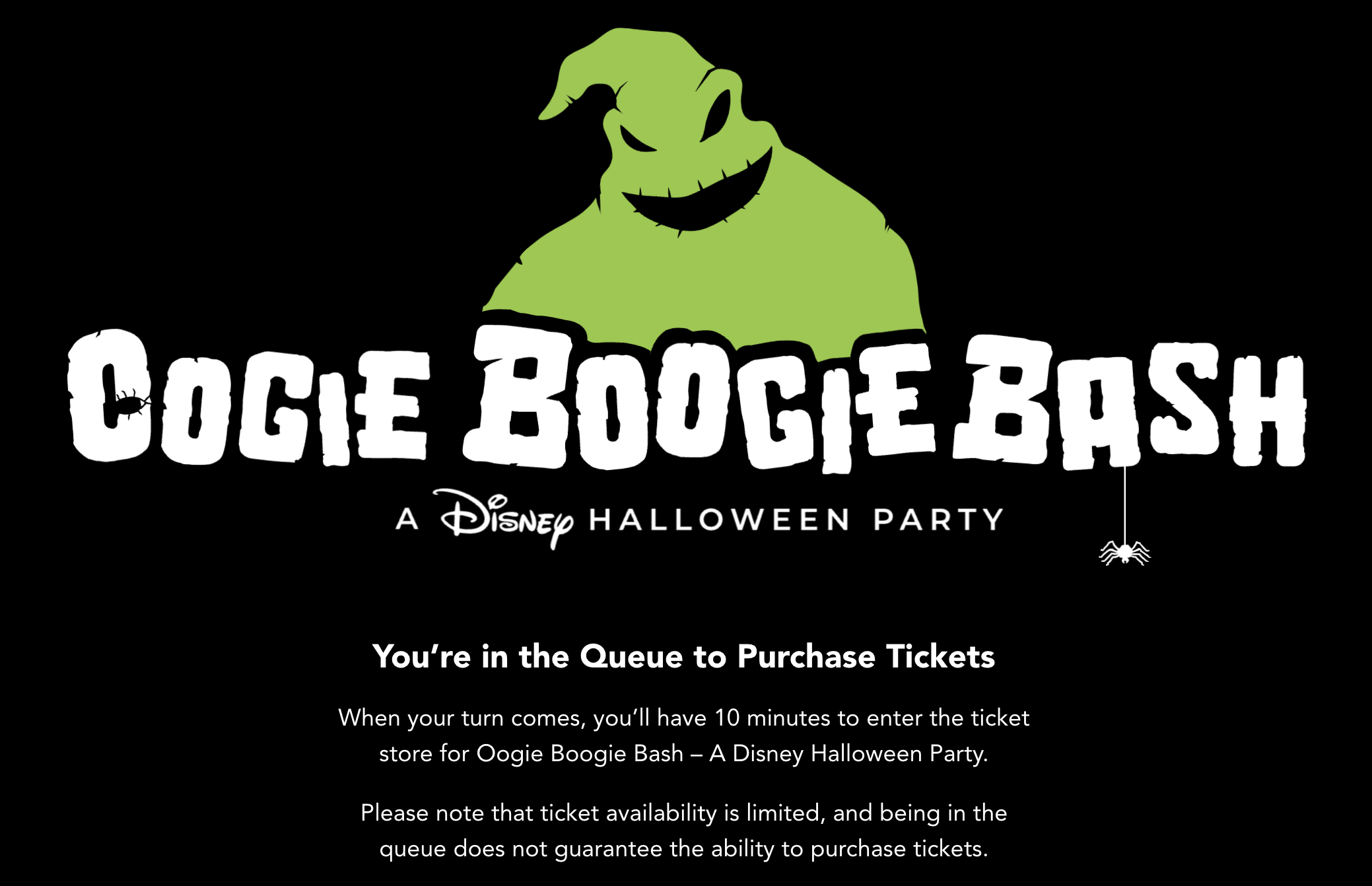Oogie Boogie Bash ticket queue