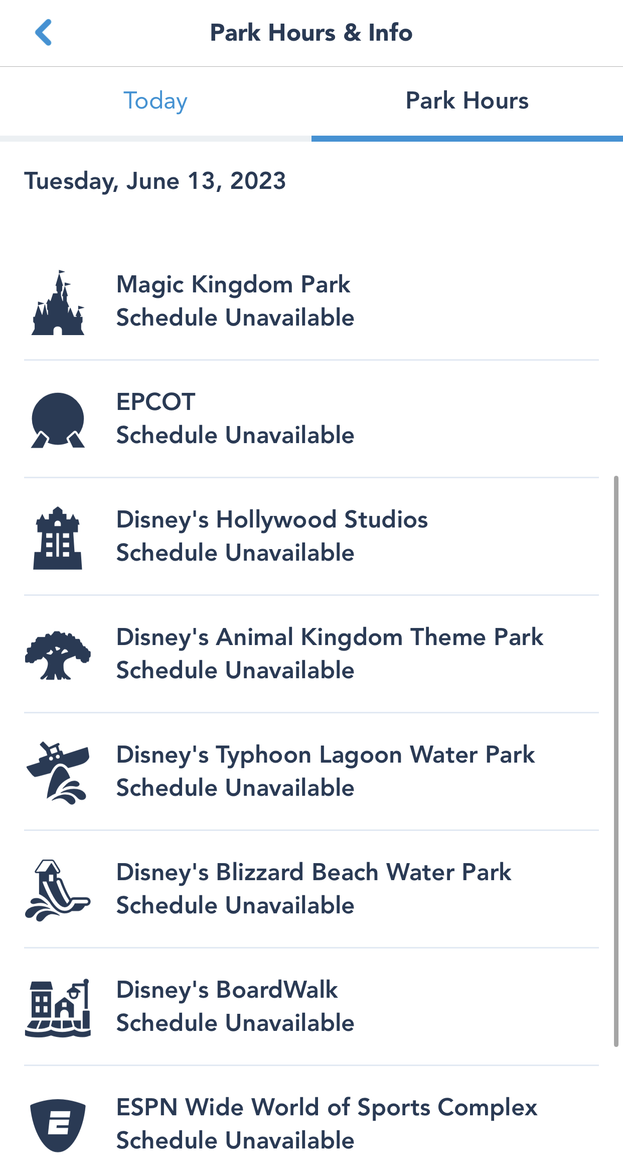Disney World Digitial Experiences Currently Unavailable