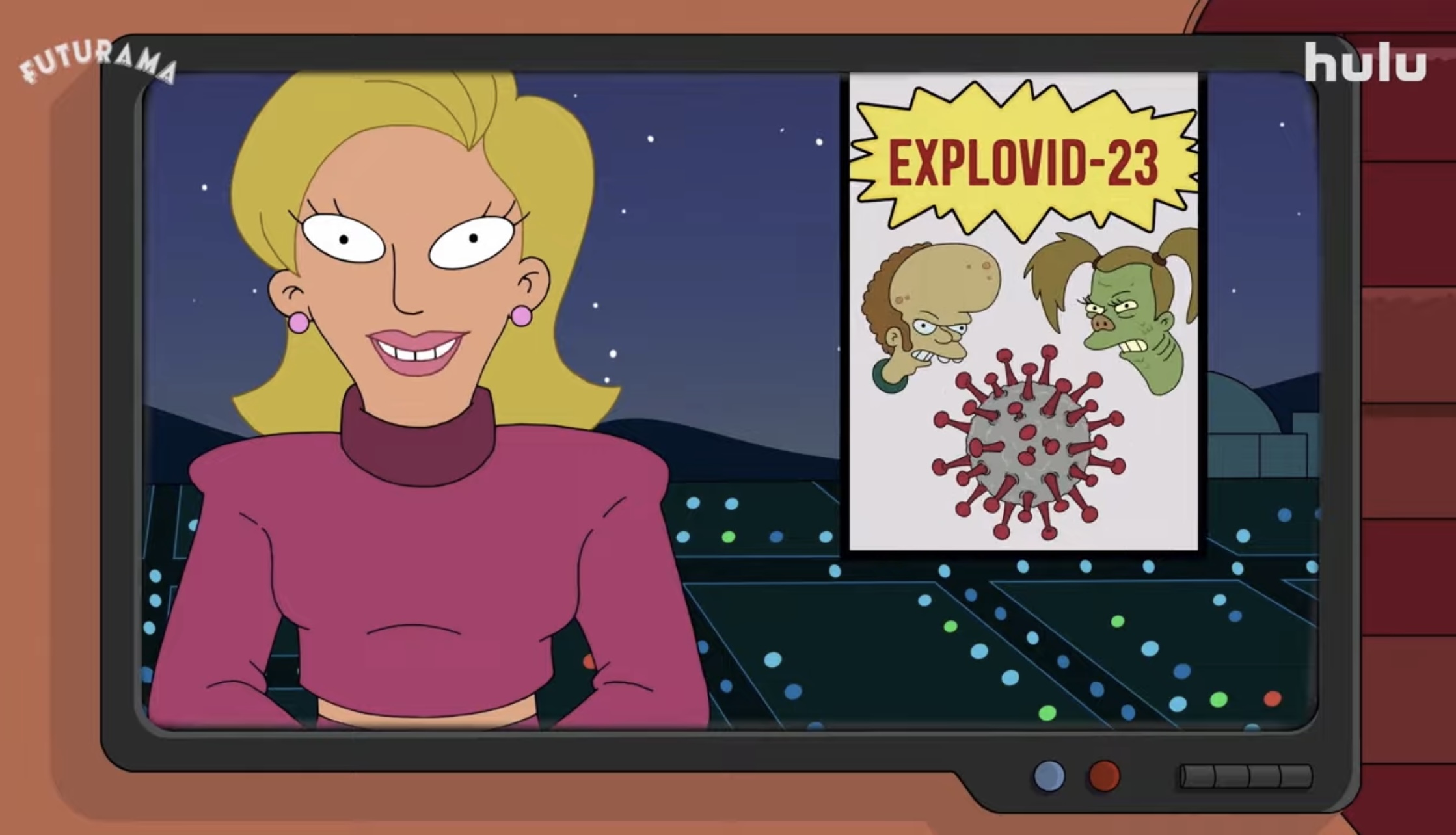 I don't know what Explovid is on Futurama, but that image suggests it's the Mutants' fault. 