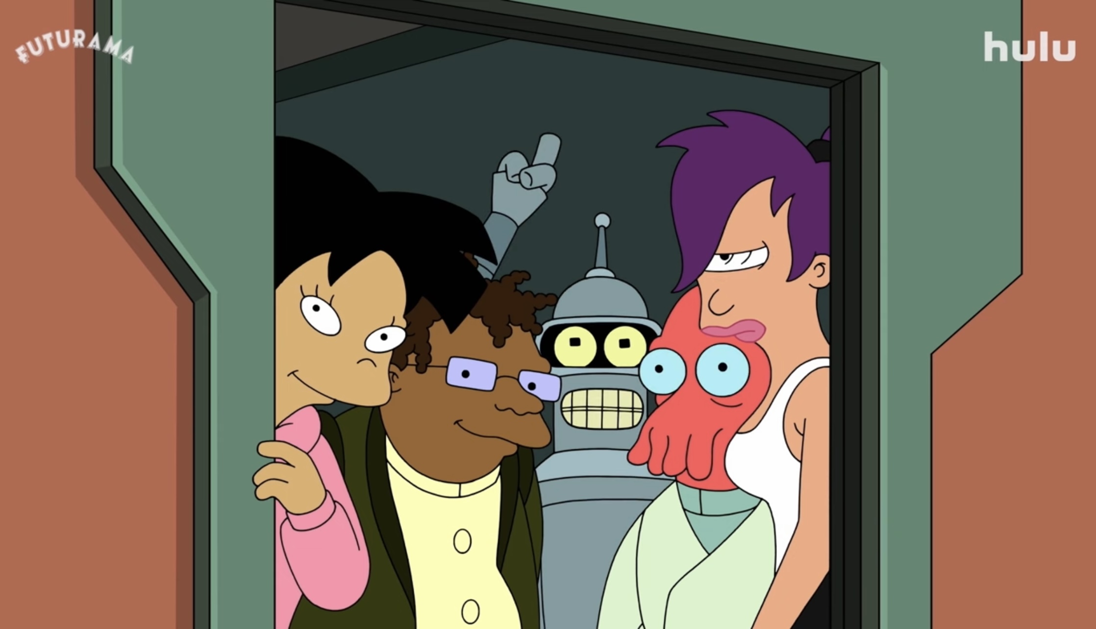 The Planet Express crew spies on someone on Futurama