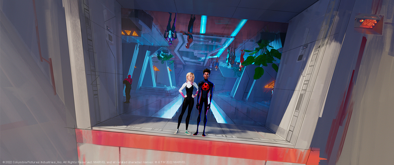 Gwen Stacy shows Miles Morales the Spider-Verse HQ