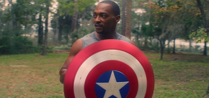 Sam Wilson poses as Captain America
