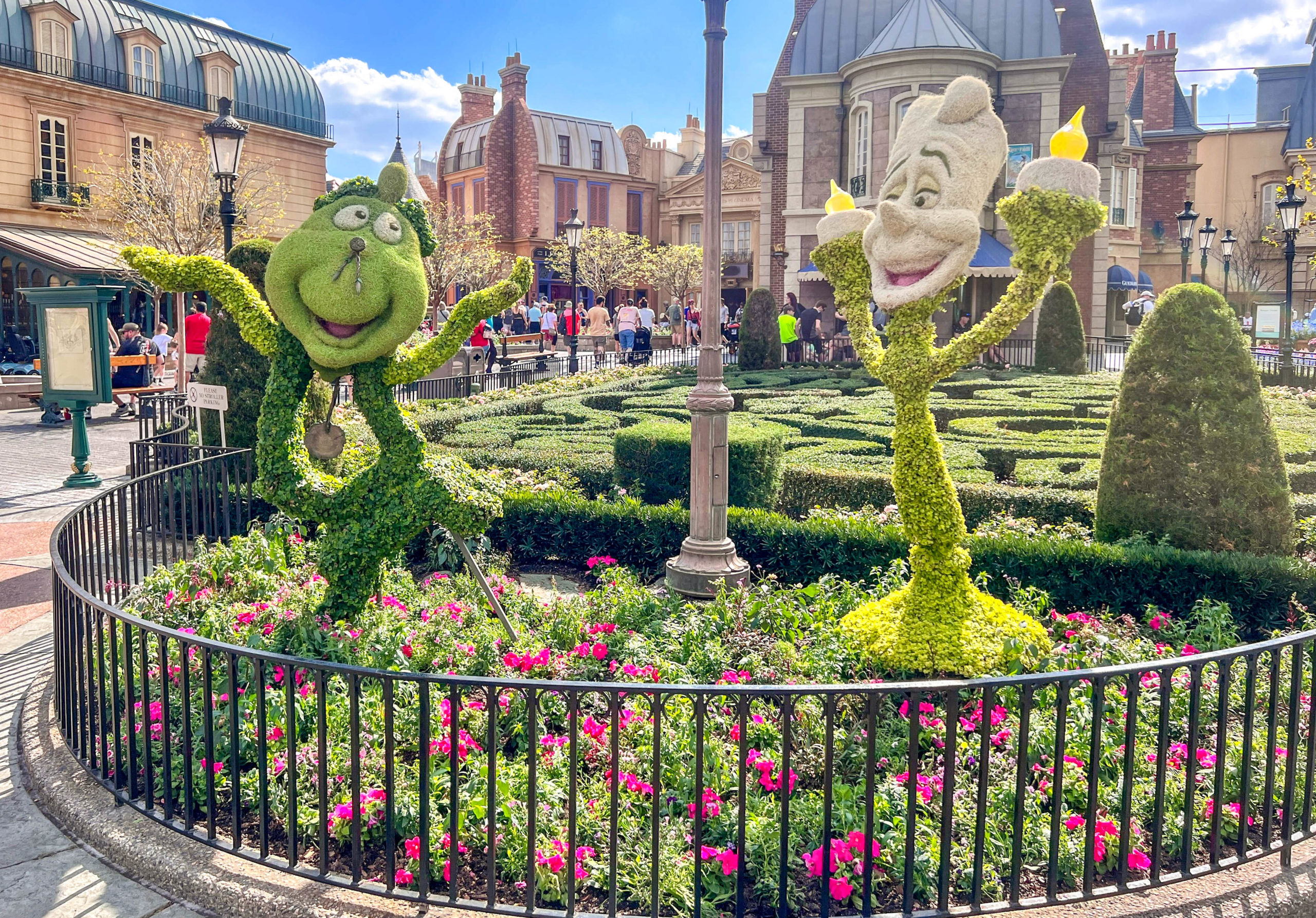 Lumiere and Cogsworth Topiaries