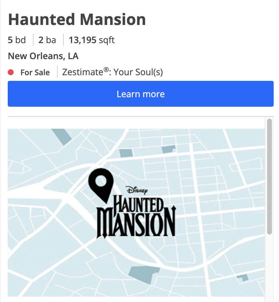 Haunted Mansion Zillow