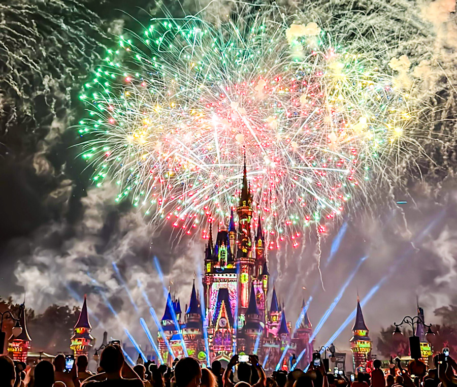 2023 Mickey's Not So Scary Halloween Party Not So Spooky Spectacular Fireworks Cinderella Castle Stock