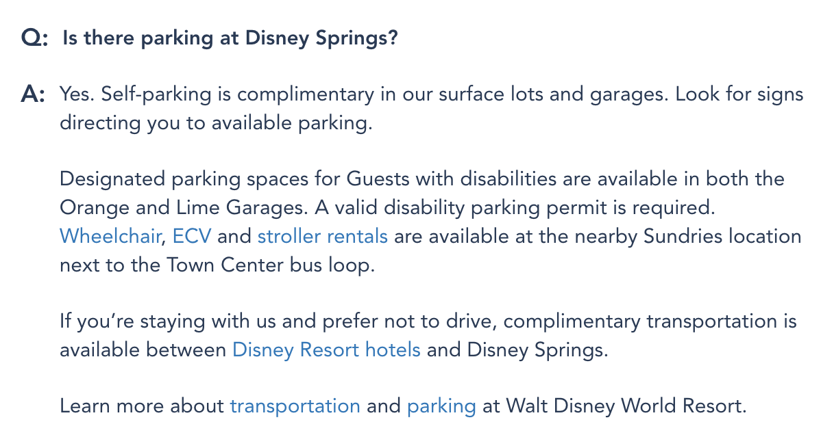 Disney Springs parking
