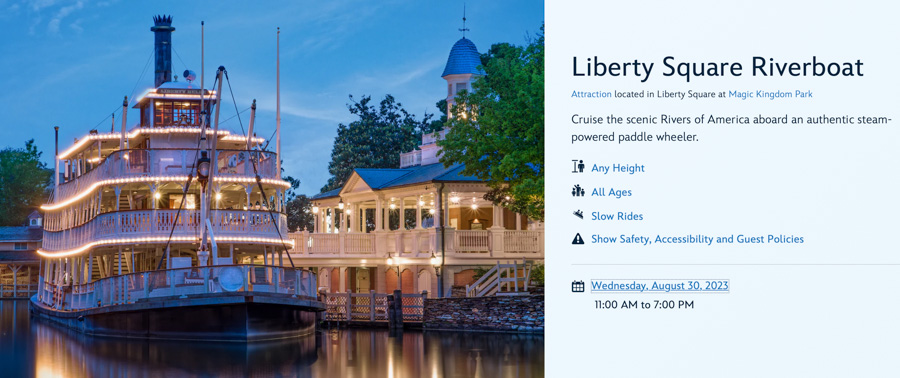 Liberty Square Riverboat August Closure Magic Kingdom