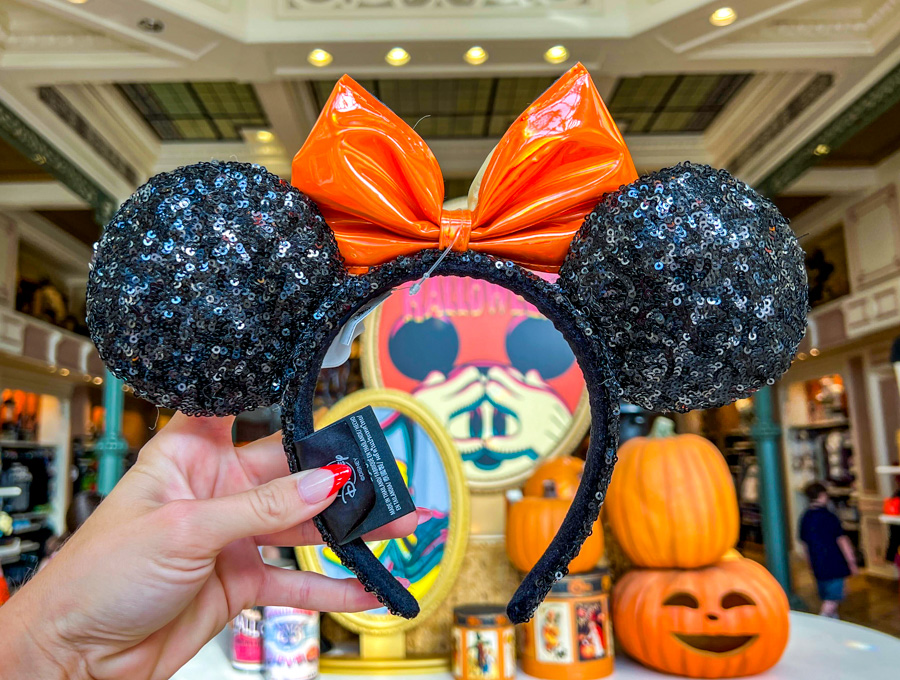 Minnie Mouse Sequin Halloween Orange Bow Ears Magic Kingdom