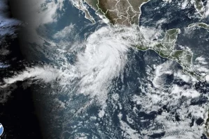 Early Cloud View of Hurricane Hilary on Friday, August 18th, as it moves toward Baja California Peninsula.