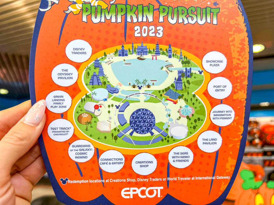 2023 EPCOT International Food & Wine Festival Pluto's Pumpkin Pursuit Halloween Scavenger Hunt Card Map