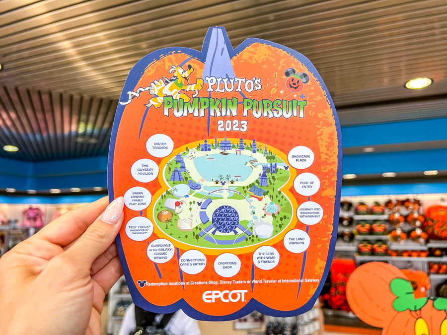 2023 EPCOT International Food & Wine Festival Pluto's Pumpkin Pursuit Halloween Scavenger Hunt Card Map