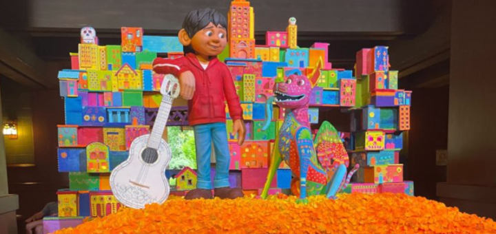 'Coco' Display at the Grand Californian featuring Miguel with Dante.