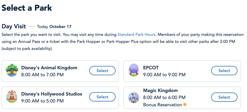 Disney World Annual Passholders bonus reservations