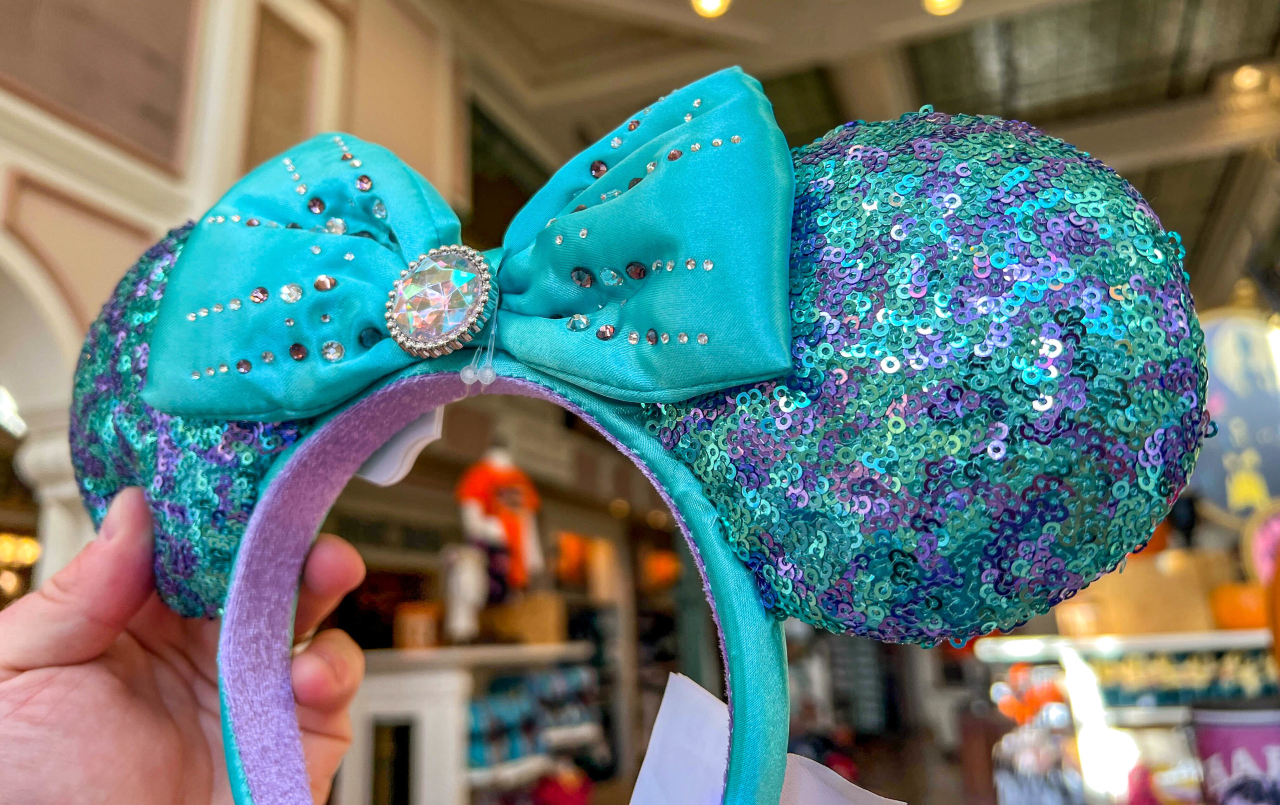 Teal and purple sequin Minnie ears