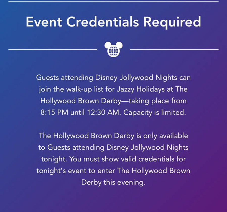 2023 Jollywood Nights Hollywood Studios Disney Jazzy Holidays at Hollywood Brown Derby