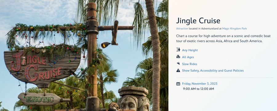 Jingle Cruise Magic Kingdom Hours 2023