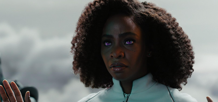 Monica Rambeau's eyes are glowing, which is bad news for everyone else in The Marvels