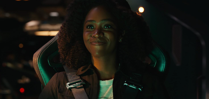 Monica Rambeau tries not laugh in The Marvels