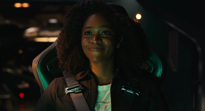 Monica Rambeau tries not laugh in The Marvels