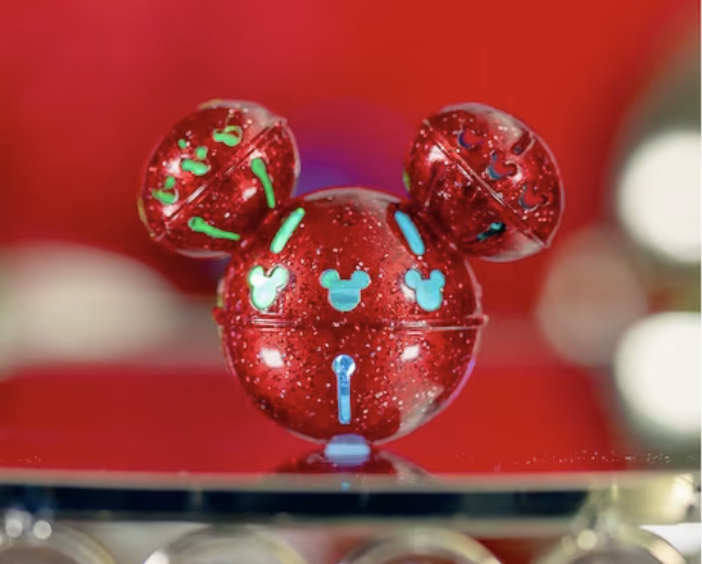 Red Glitter Jingle Bell Glow Cube Disneyland Holiday Merchandise