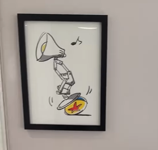 Pixar Lamp drawing in the bathroom