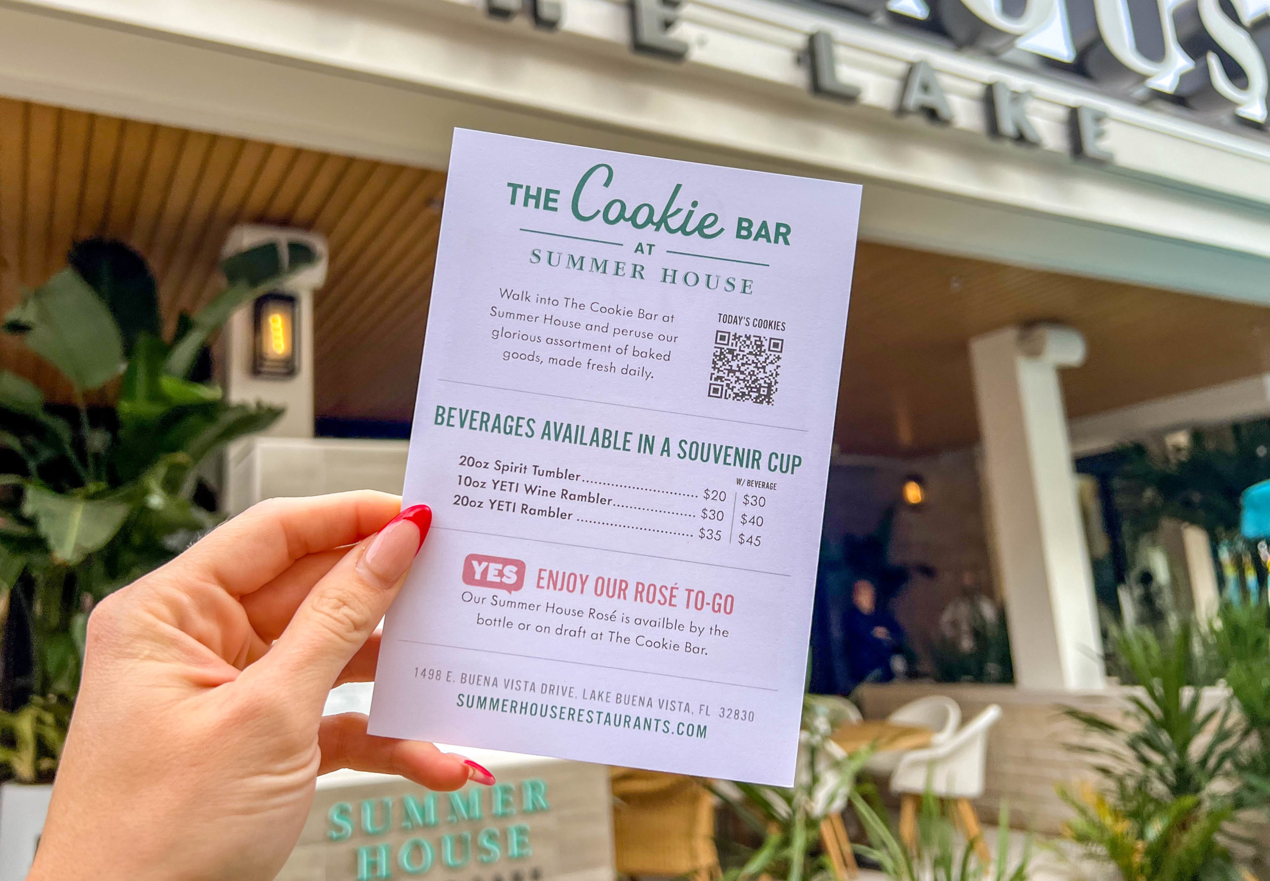 The Cookie Bar menu