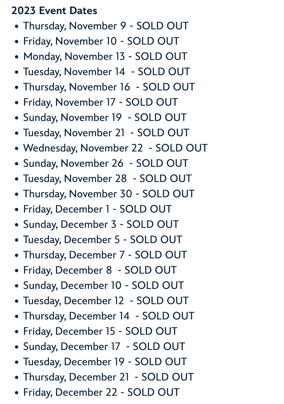 Mickey's Very Merry Christmas Party sold out