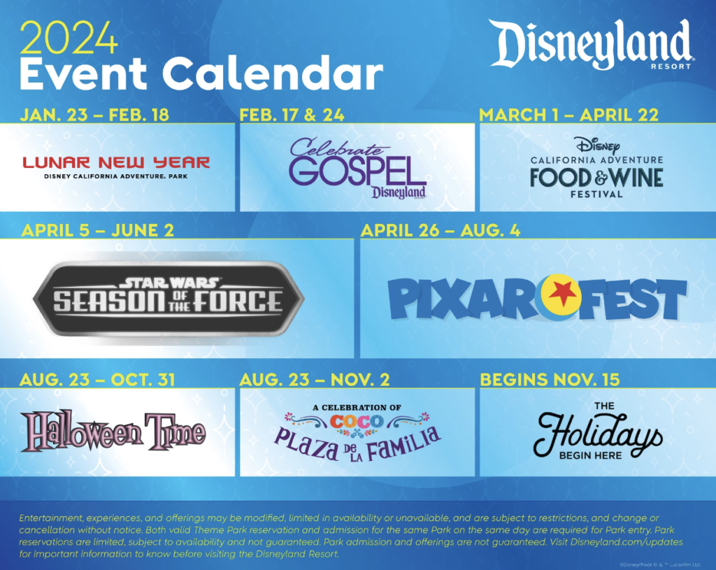 2024 Disneyland Resort Event Schedule