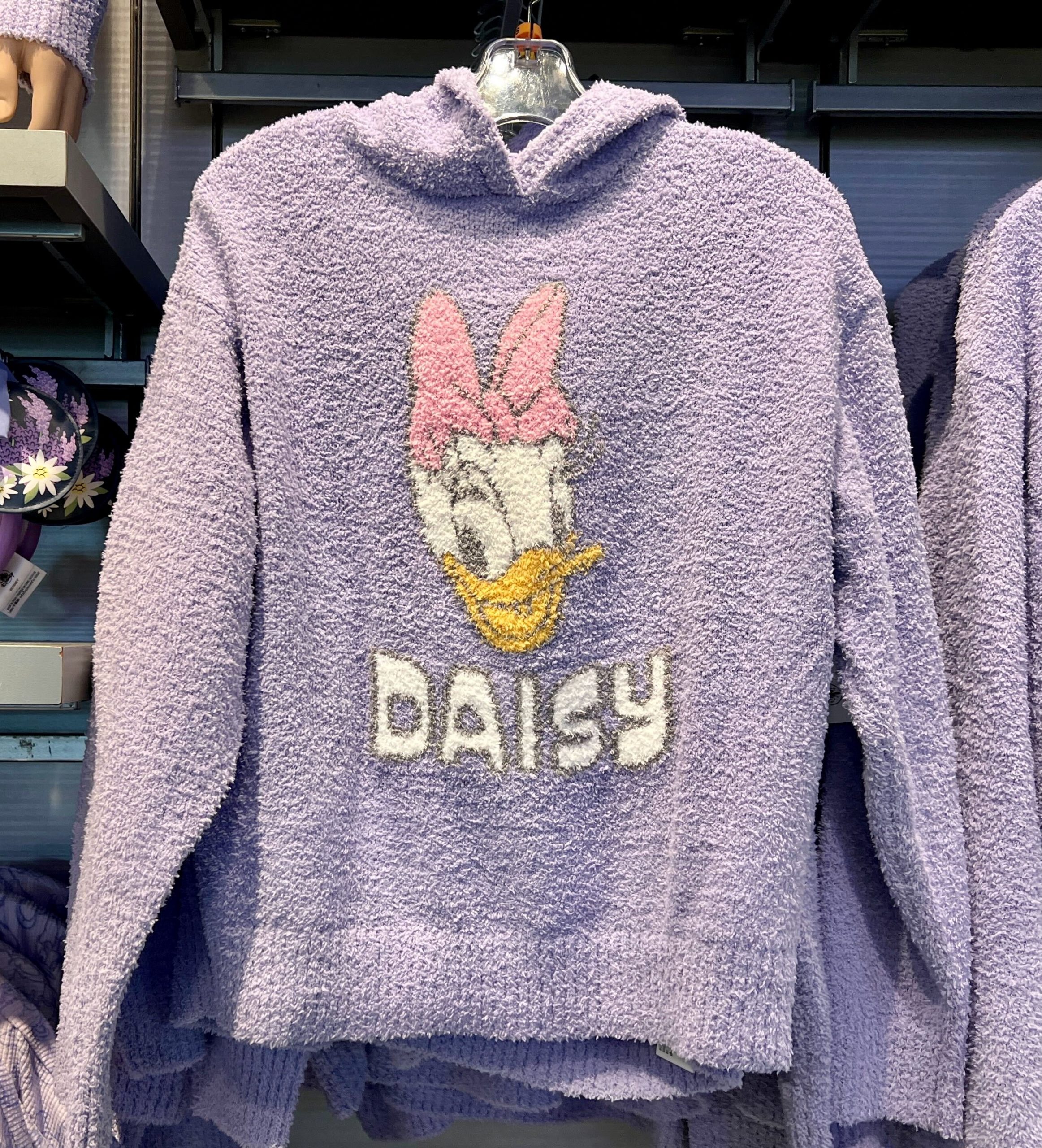 Purple Daisy Fuzzy Hooded Sweatshirt
