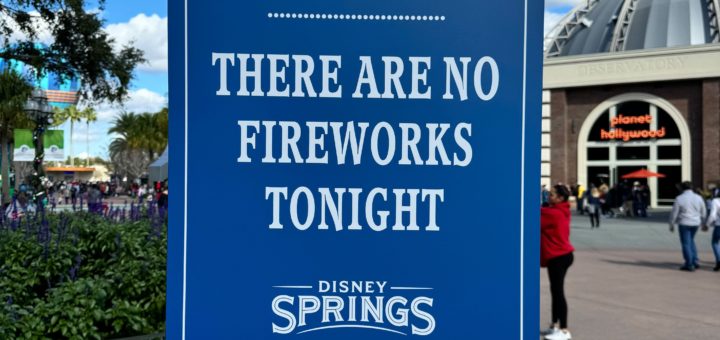 Fireworks Signage at Disney Springs on December 31st