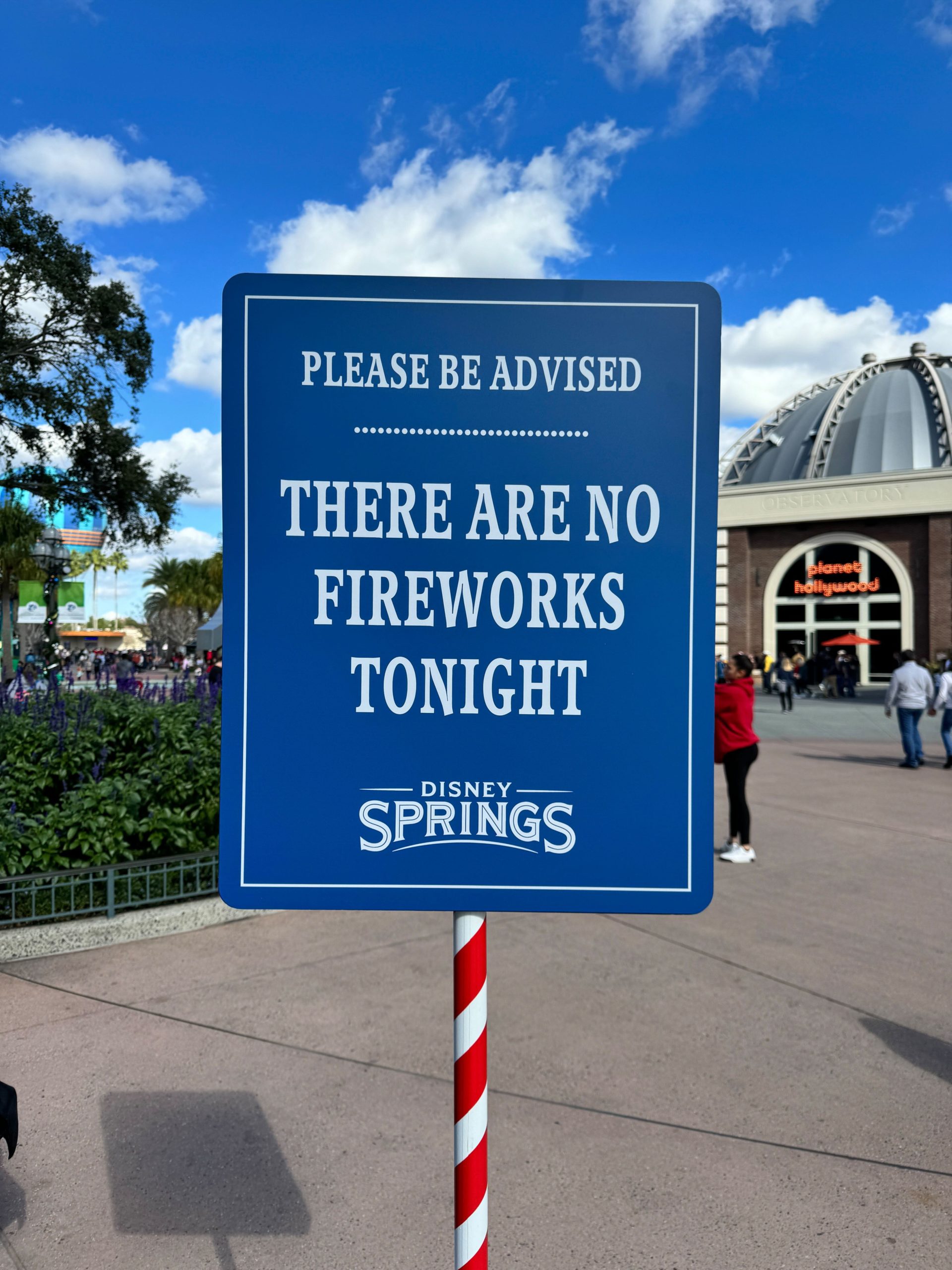 Fireworks Signage at Disney Springs on December 31st