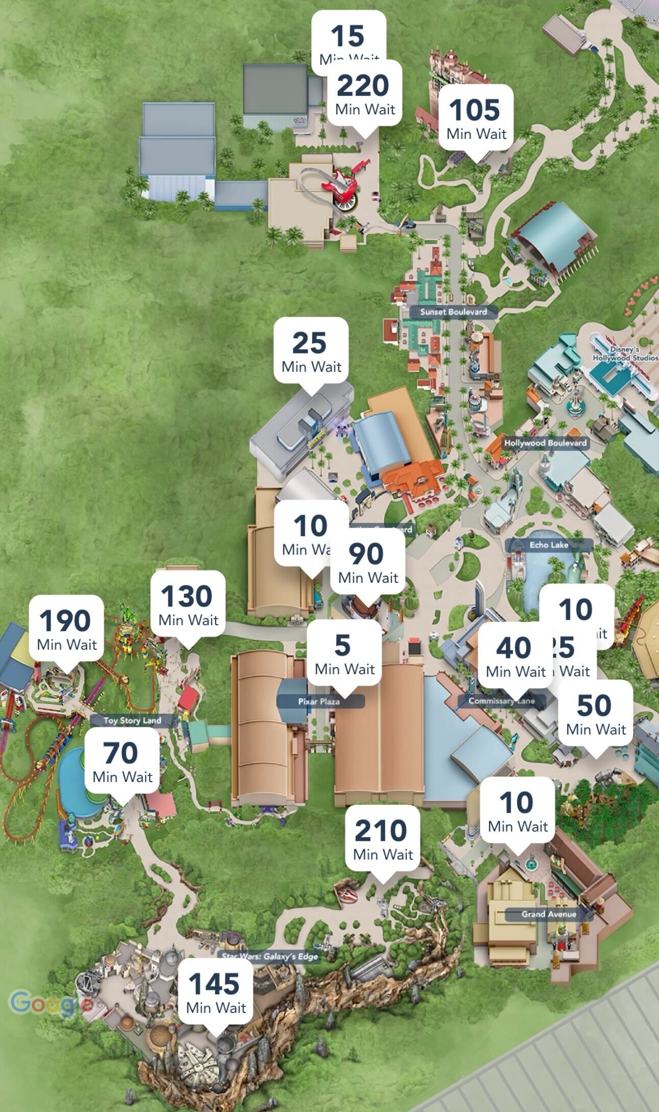 Hollywood Studios wait times for December 28th, 2023