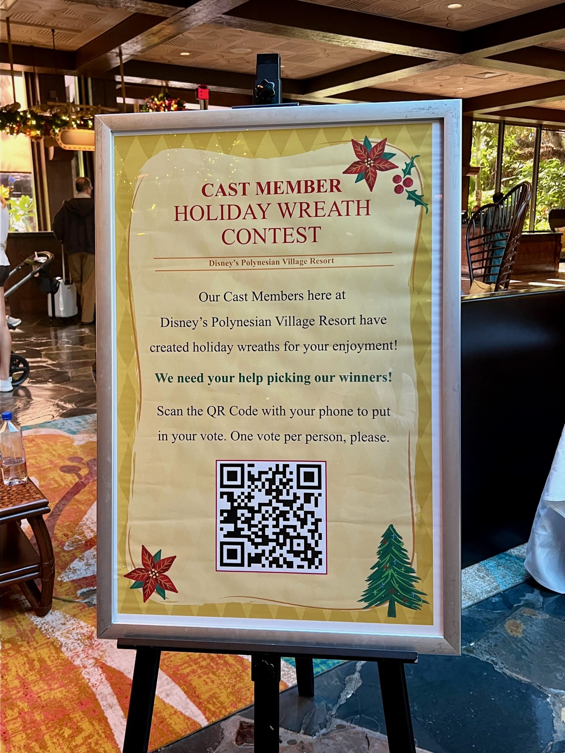 Wreath Decorating Sign at Disney's Polynesian Village Resort