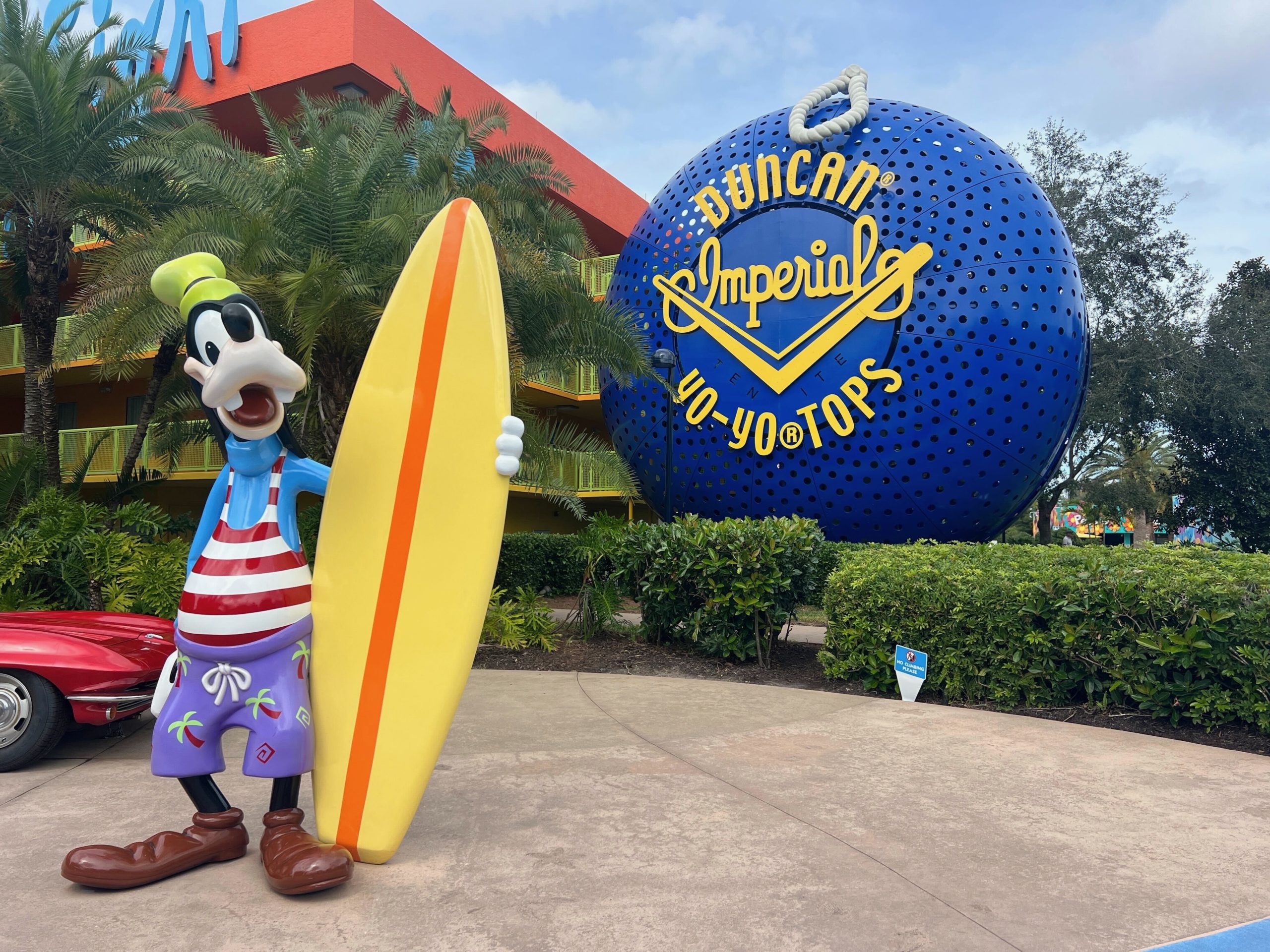 Repainted Goofy with Surfboard Statue at pop Century