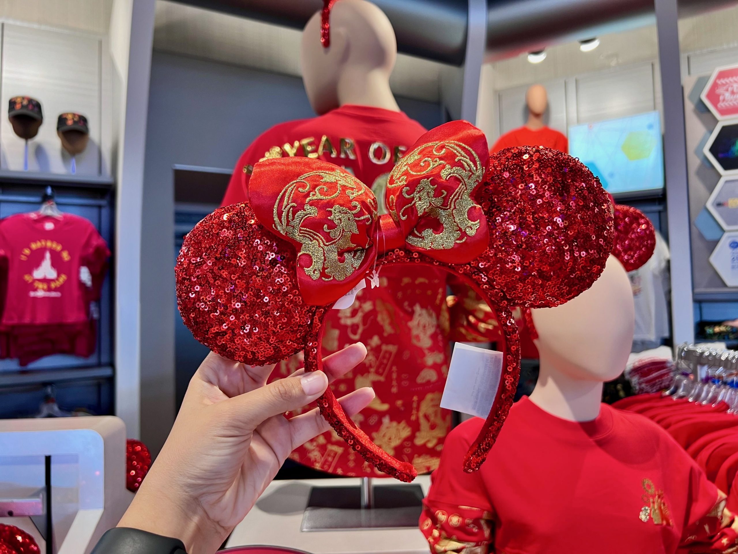 Lunar New Year Minnie Ears Red Sequin Star traders
