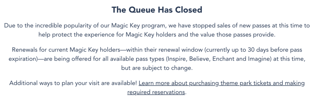 Magic Key Queue Closed