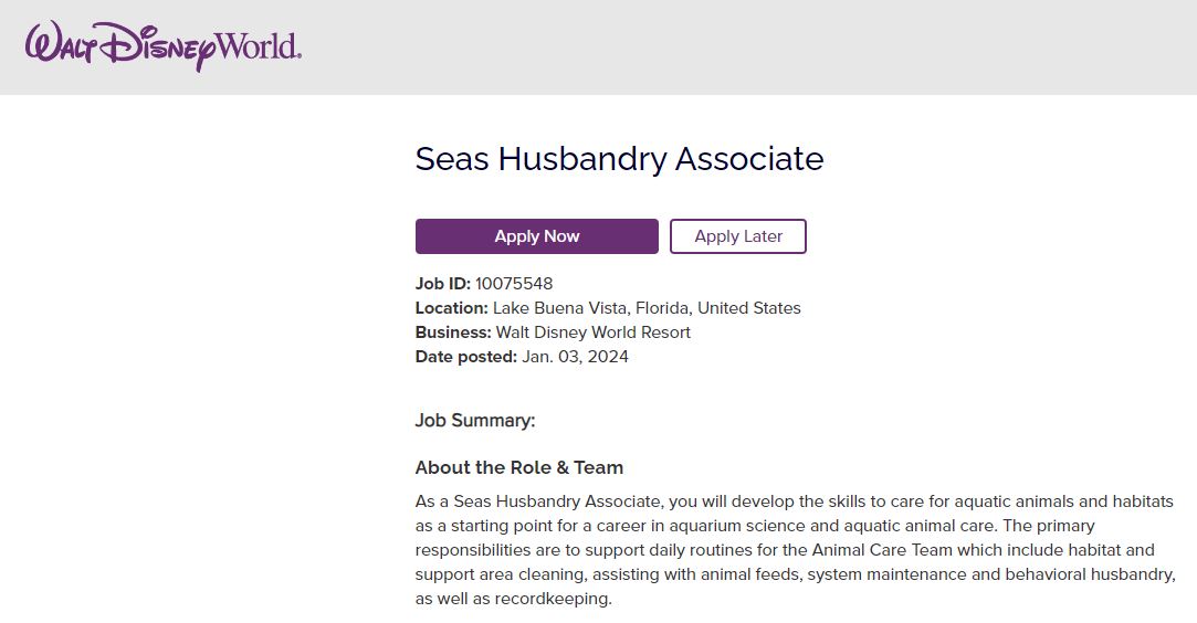seas husbandry job