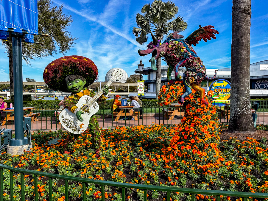 2024 EPCOT International Flower and Garden Festival New Coco Dante Miguel Topiary
