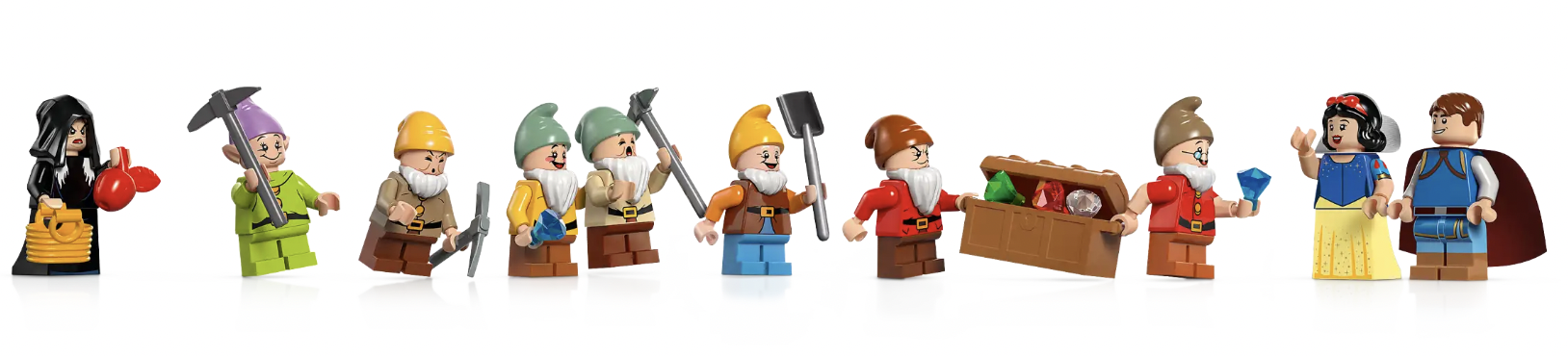 snow white lego set, characters