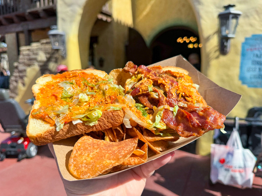 Celebrate Soulfully Fried Green Tomato BLT Sandwich Pecos Bill Tall Tale Inn and Cafe Magic Kingdom