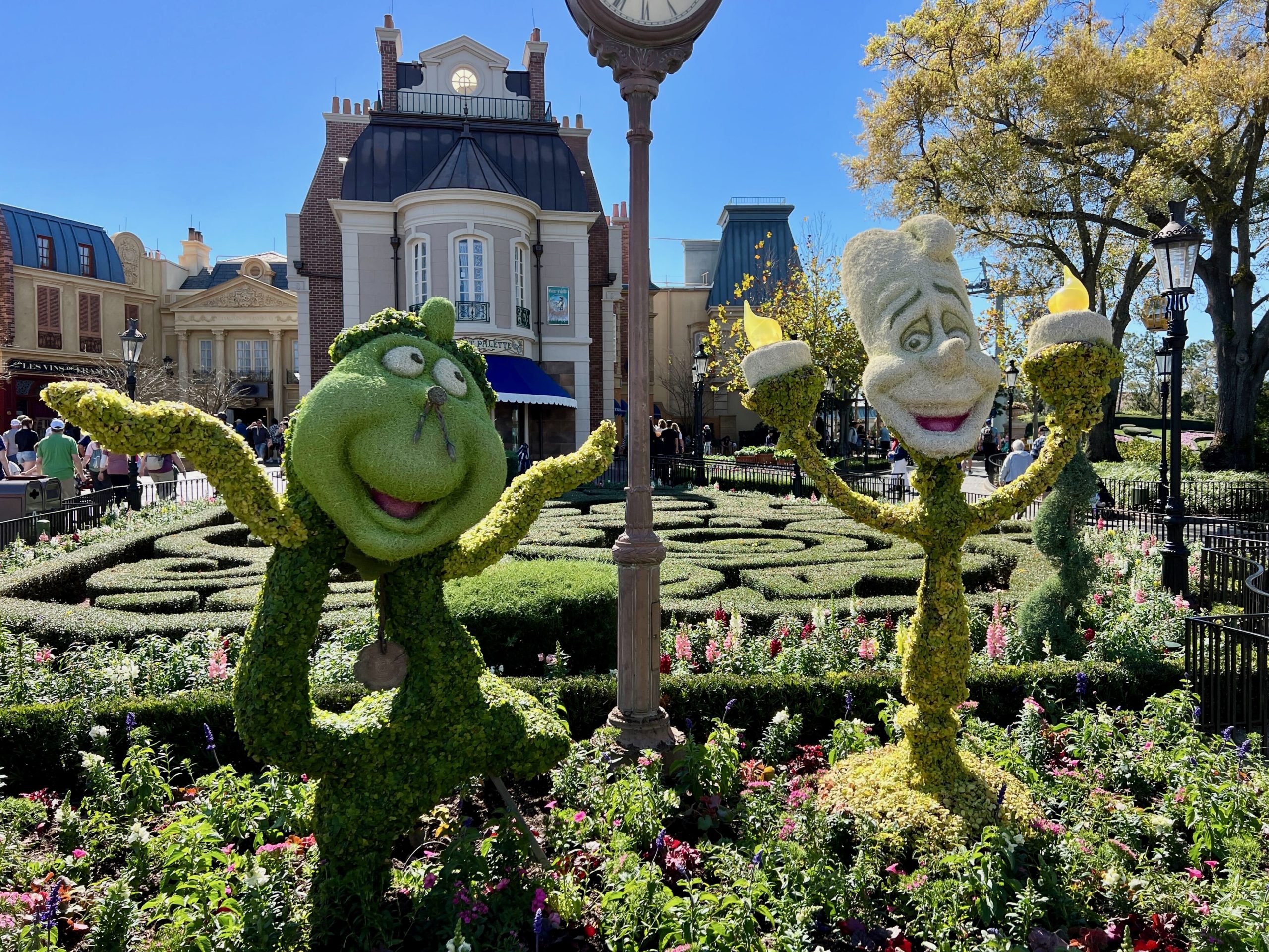 cogsworth lumiere topiaries france Epcot 2024