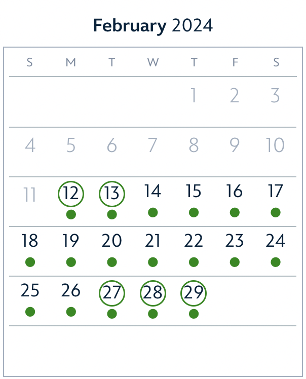 February 2024 Good to Go Days Calendar Annual Passholders