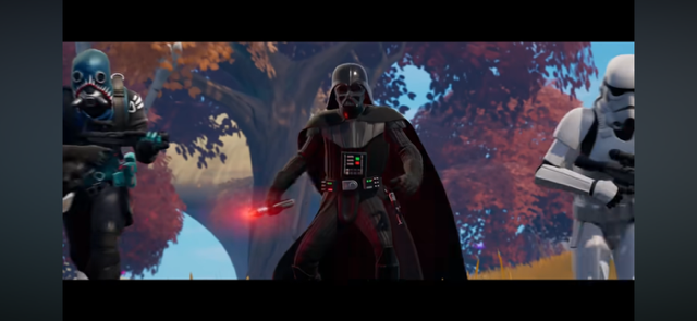 screen cap of Darth Vader from Disney x Epic Games trailer