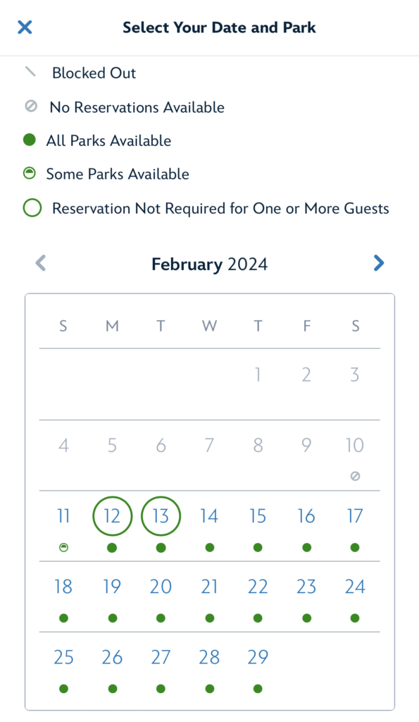 Park Reservations sold out