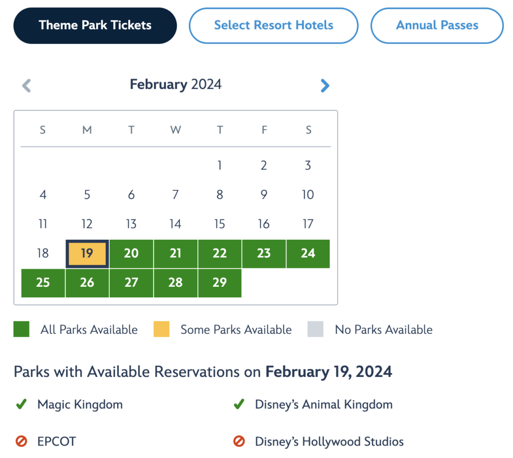 Presidents' Day Park Pass sell out