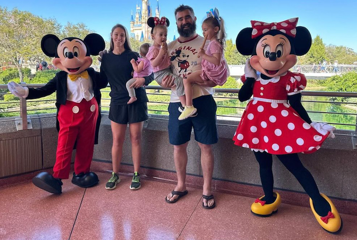 Jason and Kylie Kelce with their kids at Disney World
