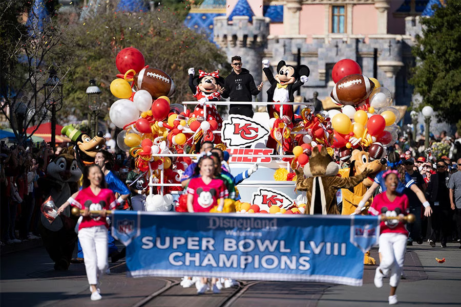 Patrick Mahomes 2024 Super Bowl Parade at Disneyland