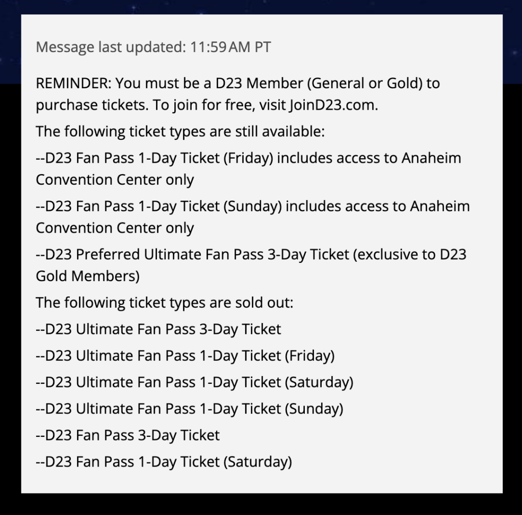 D23 Ultimate Fan Event Tickets